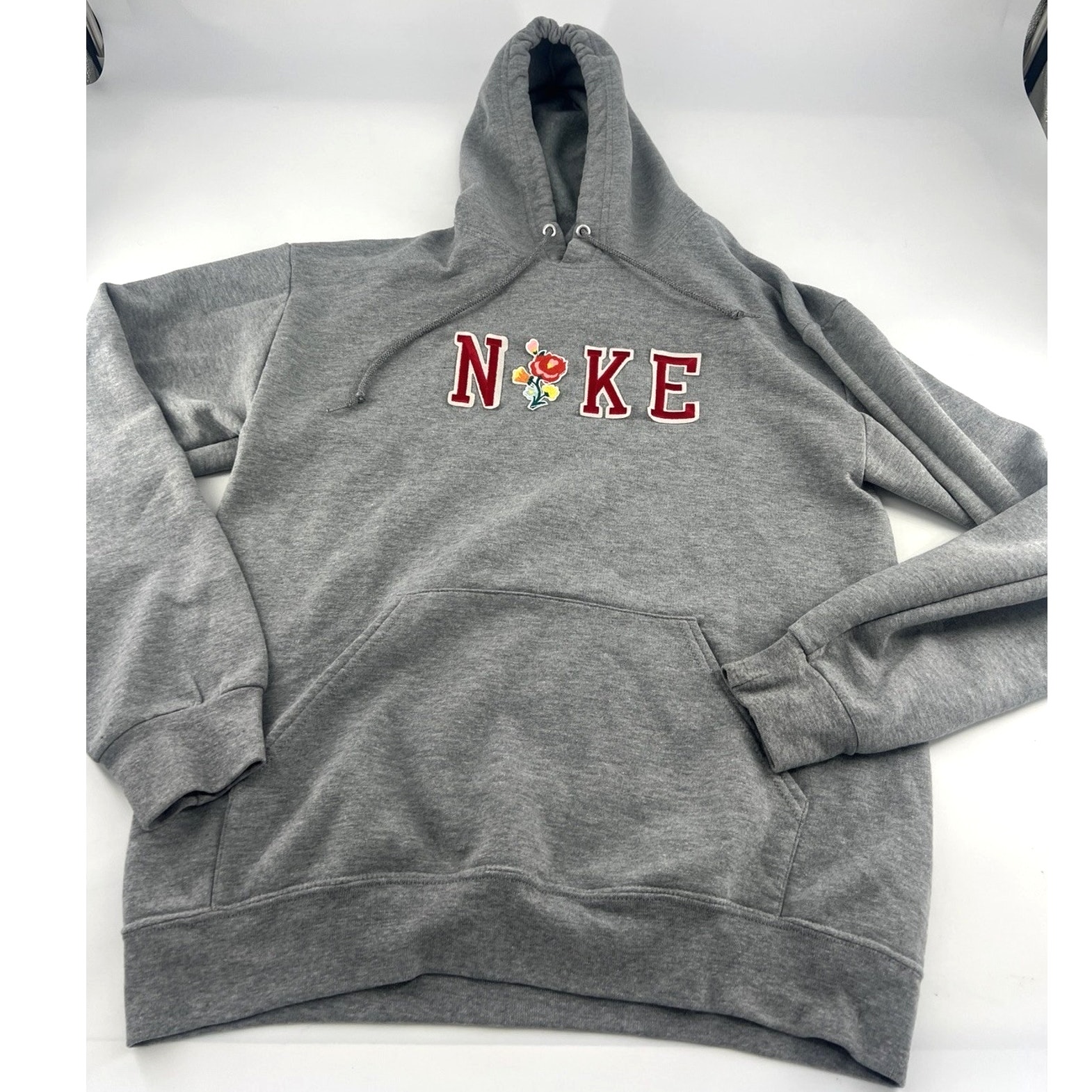 Fruit Of The Loom Nike Patched Sweatshirt Women M Gray Lounge Active Streetwear